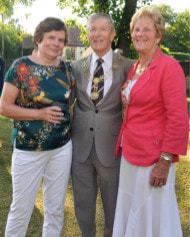 Gwyneth Gibbs with the Mayor and Mayoress, Tony and Val Story, at the annual St Leonard’s Priory party 